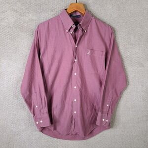 Nautica Shirt Men 15.5 32/33 Maroon Red Vintage Oxford Button Down Cotton Preppy